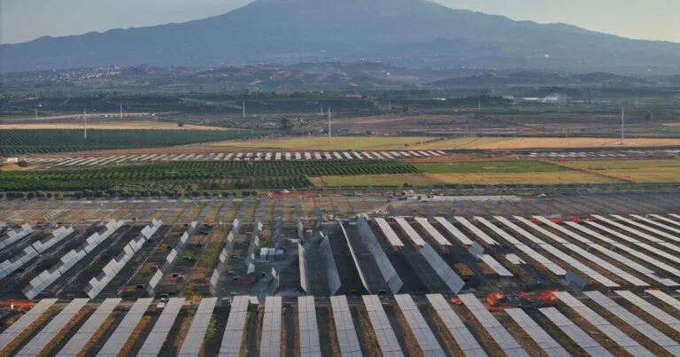 Nadara'nın Sicilya'daki 227 MW'lık agrivoltaik santralinin havadan görünümü